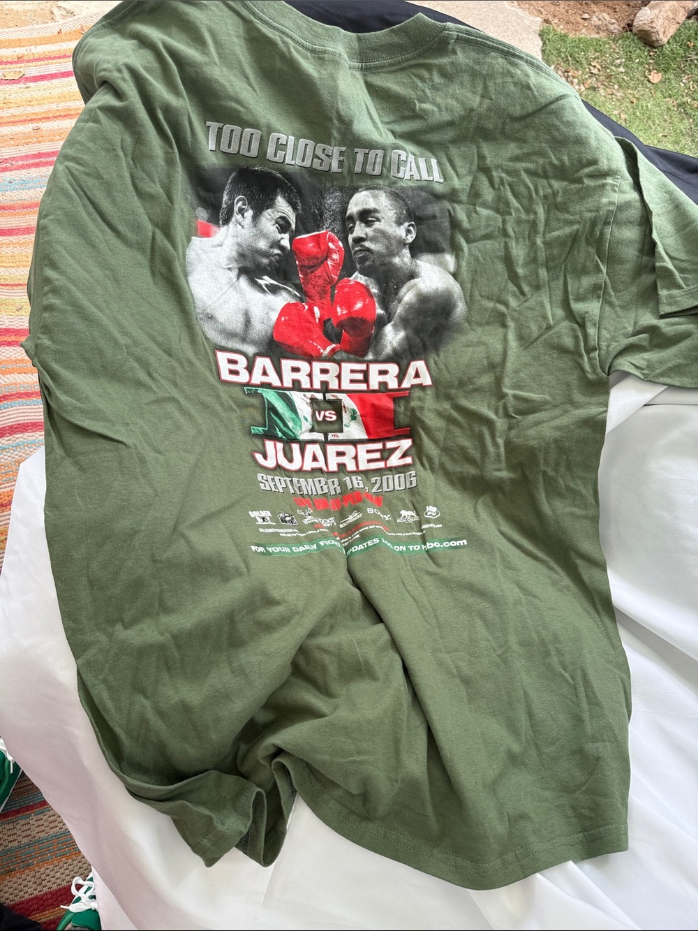 Too Close to Call Barrera vs Juarez Graphic T‑Shirt — Olive Green